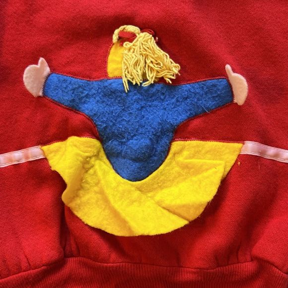 Vintage Saks Fifth Avenue Red Cotton Pullover Crewneck Sweatshirt Kids Dancer - Picture 8 of 10